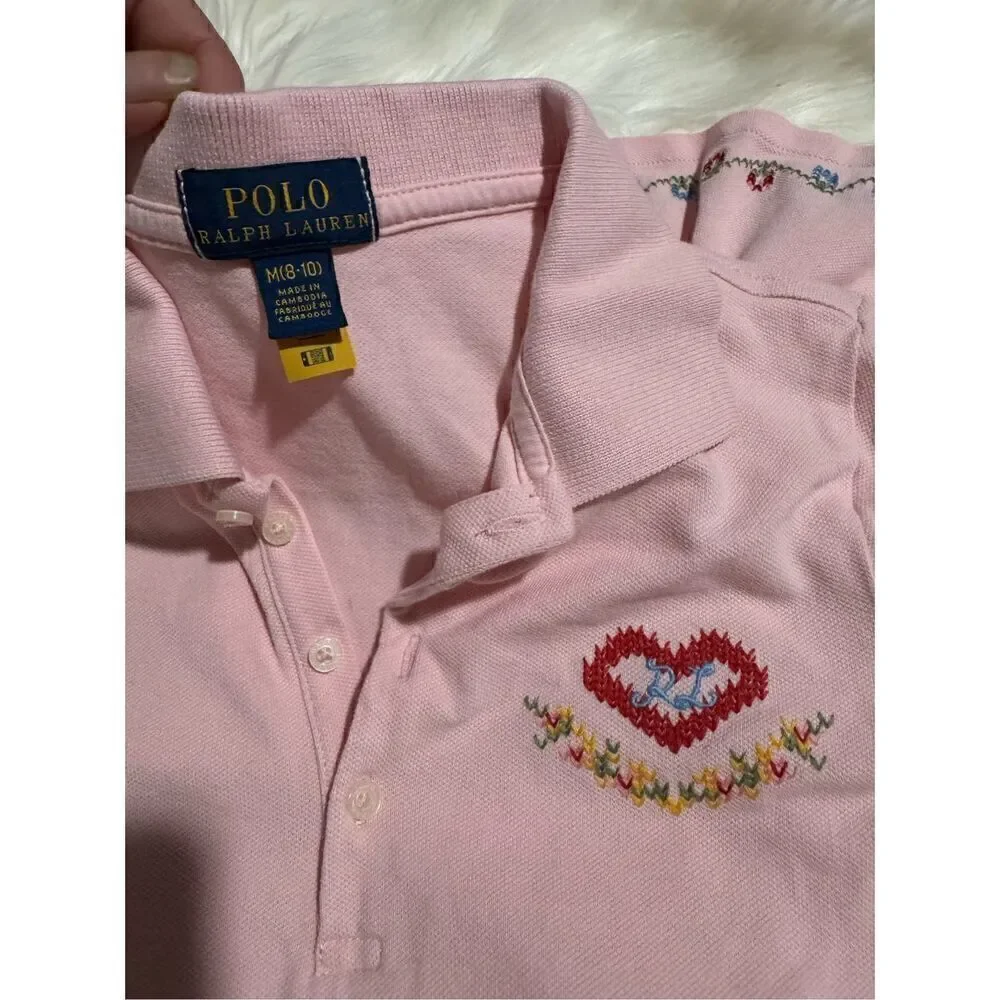 Polo Ralph Lauren pink embroidered logo polo pink dress 8-10